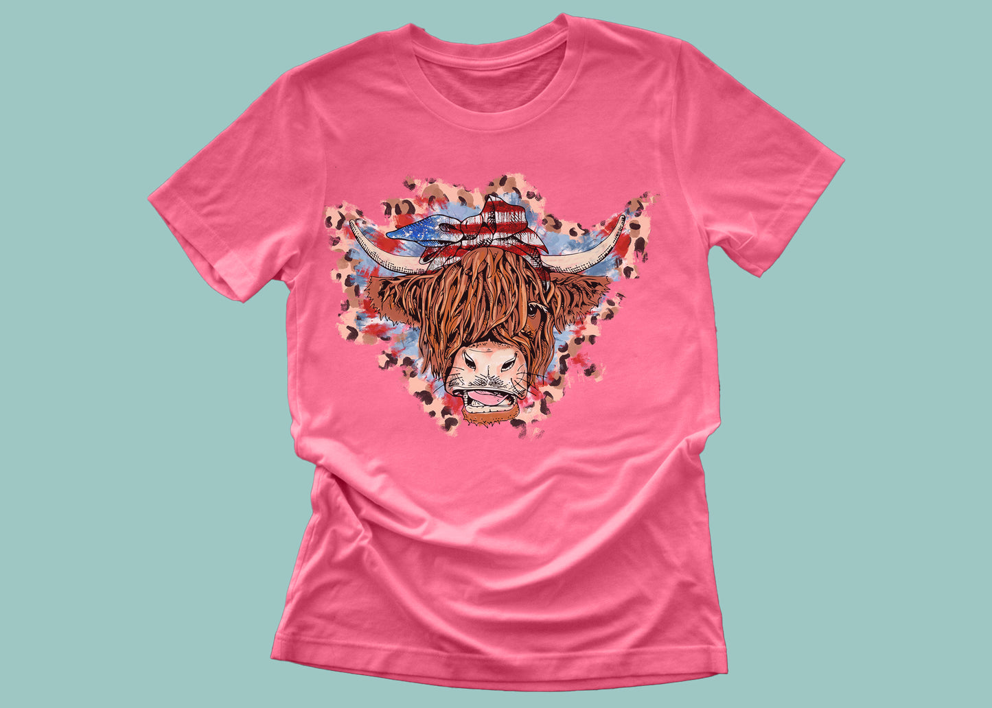 Patriotic Highland Cow Tee