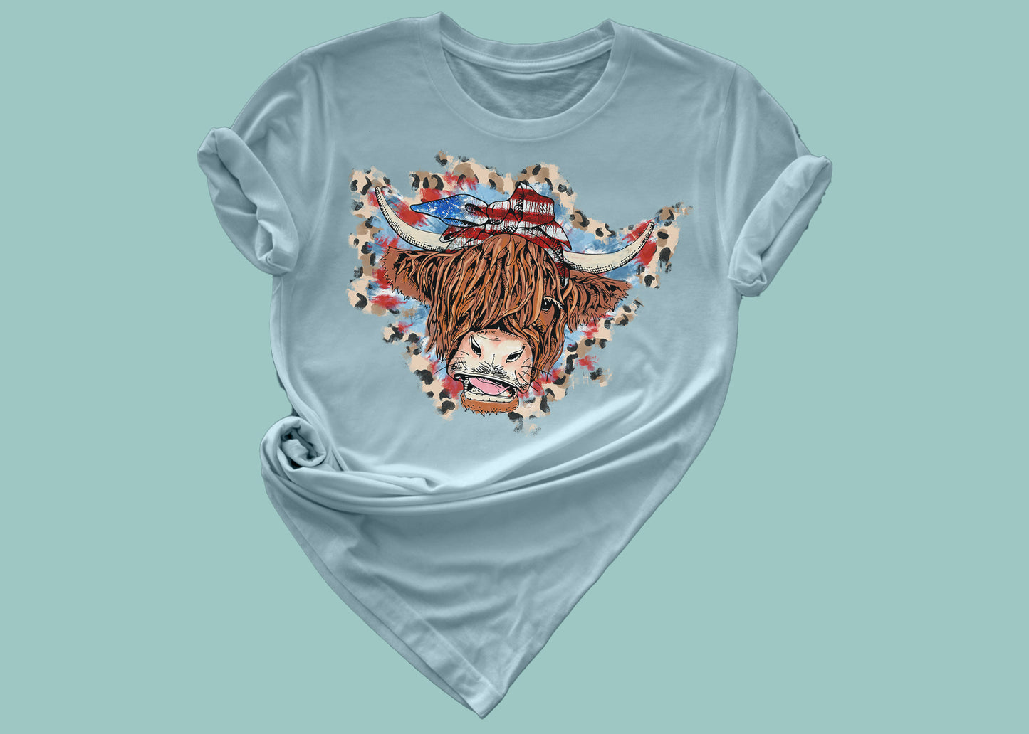 Patriotic Highland Cow Tee