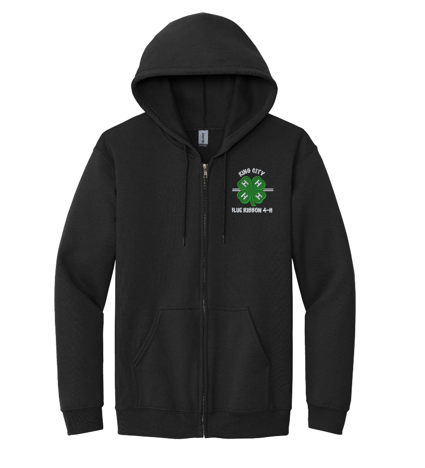 Adult KCBR 4-H Gildan Full-Zip Hooded Sweatshirt