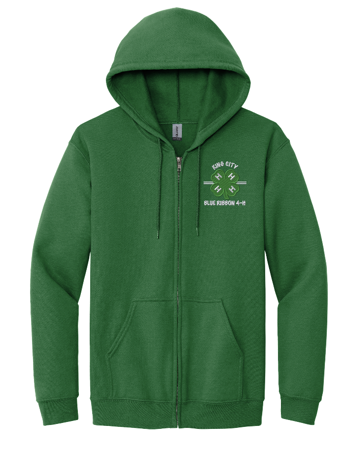 Adult KCBR 4-H Gildan Full-Zip Hooded Sweatshirt