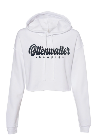 Adult Women's Crop Fleece Hoodie Glitter Cursive Logo