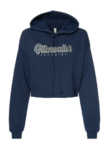Adult Women's Crop Fleece Hoodie Glitter Cursive Logo