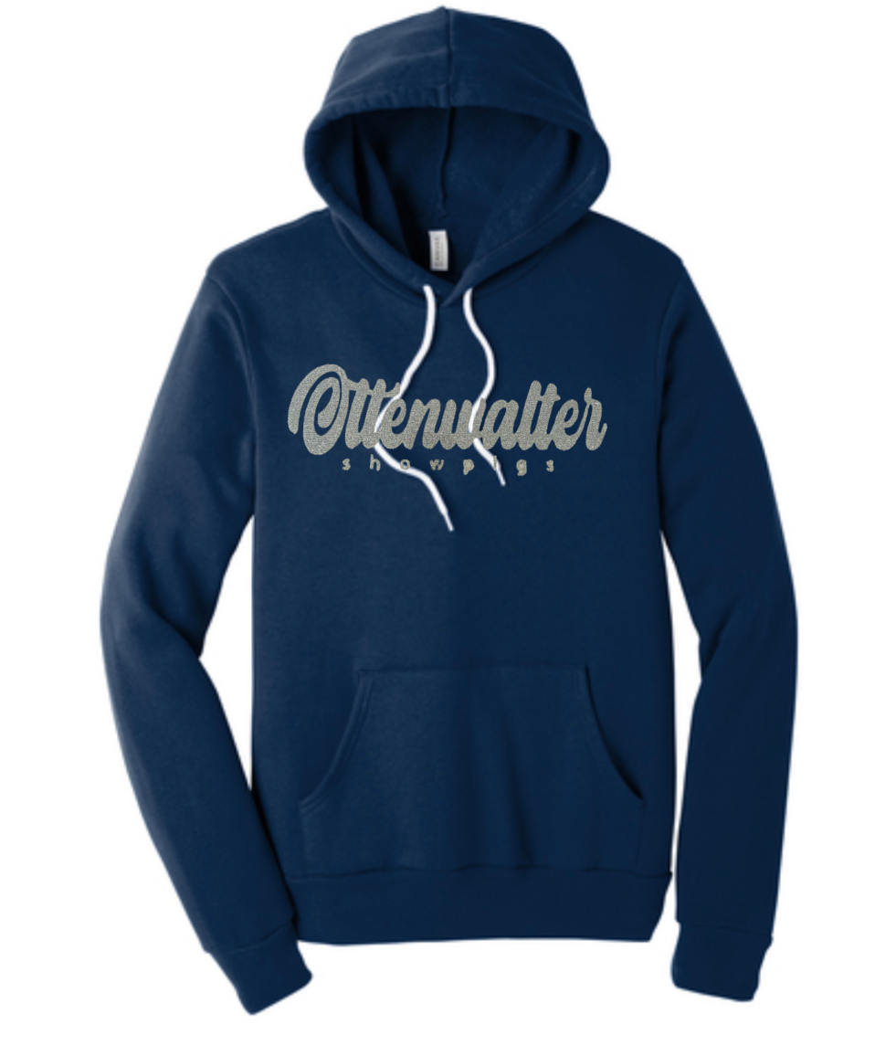 Adult Hooded Pullover Sweatshirt Glitter Cursive Logo