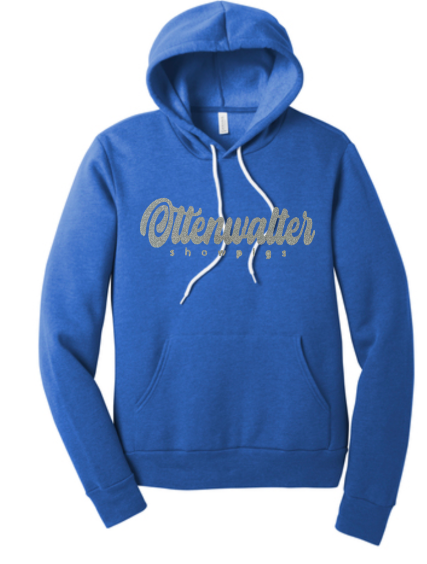 Adult Hooded Pullover Sweatshirt Glitter Cursive Logo