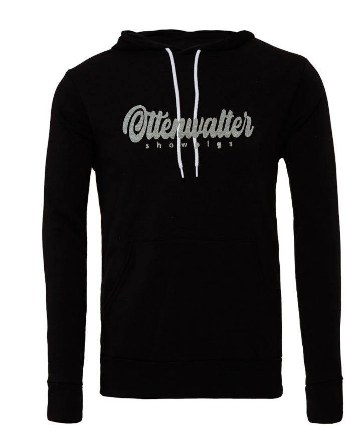 Adult Hooded Pullover Sweatshirt Glitter Cursive Logo