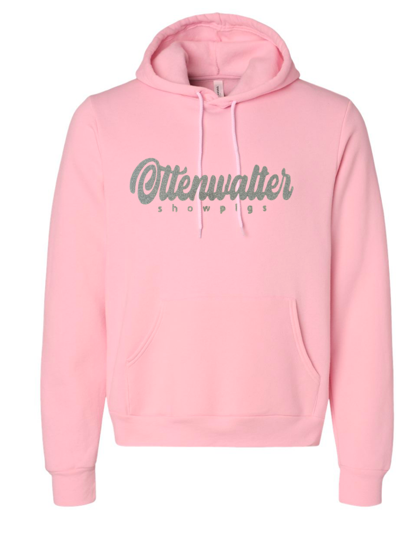 Adult Hooded Pullover Sweatshirt Glitter Cursive Logo