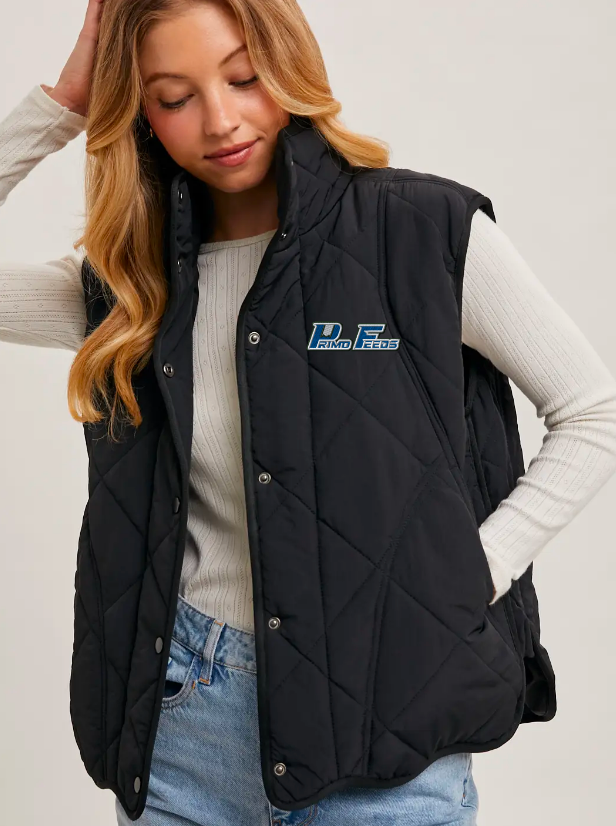 Primo Button Down Quilted Puffer Vest with Pockets