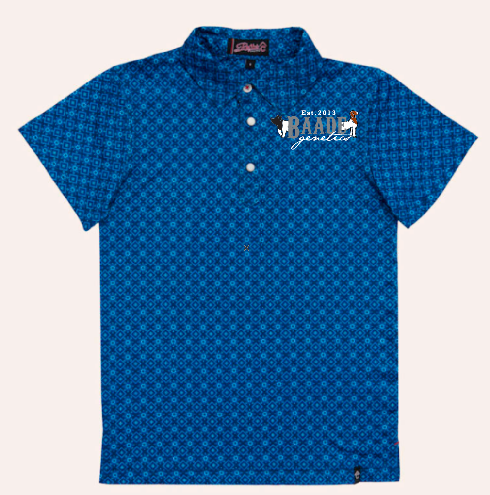 Baade Youth Royal Blue Geo Print Polo Shirt