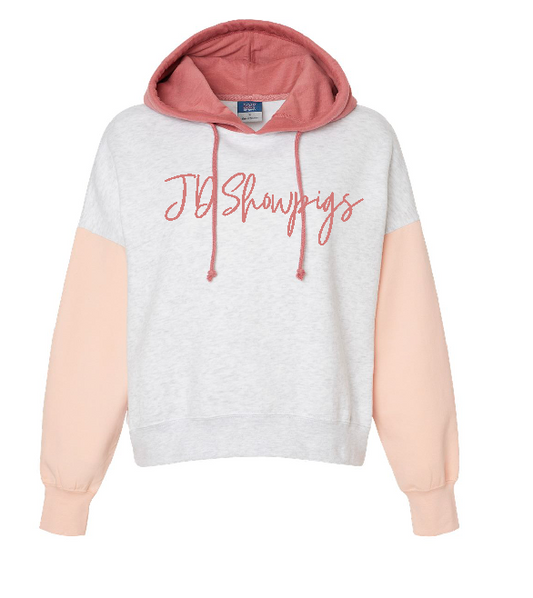 JD Showpigs Colorblocked Crop Hooded Sweatshirt