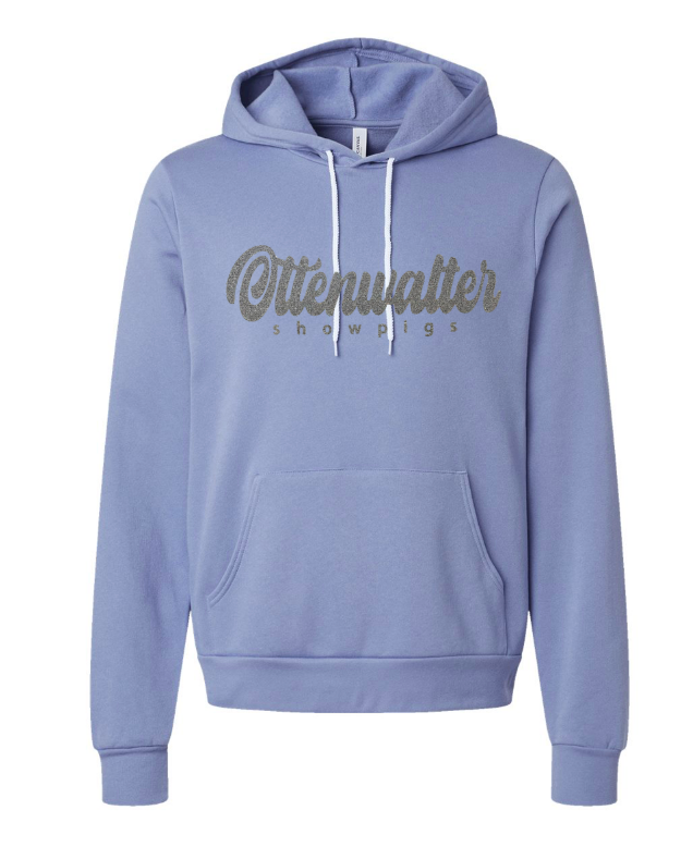 Adult Hooded Pullover Sweatshirt Glitter Cursive Logo