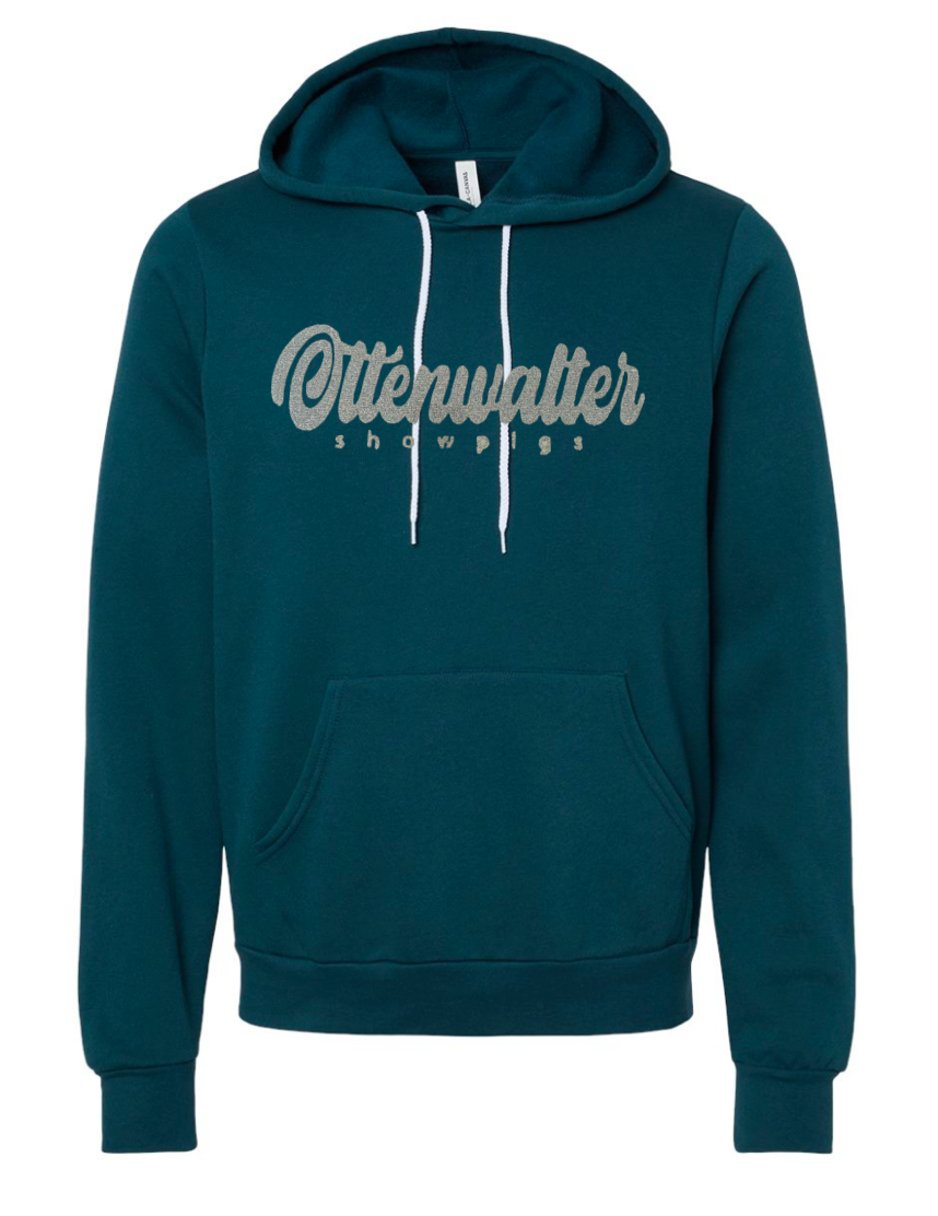 Adult Hooded Pullover Sweatshirt Glitter Cursive Logo