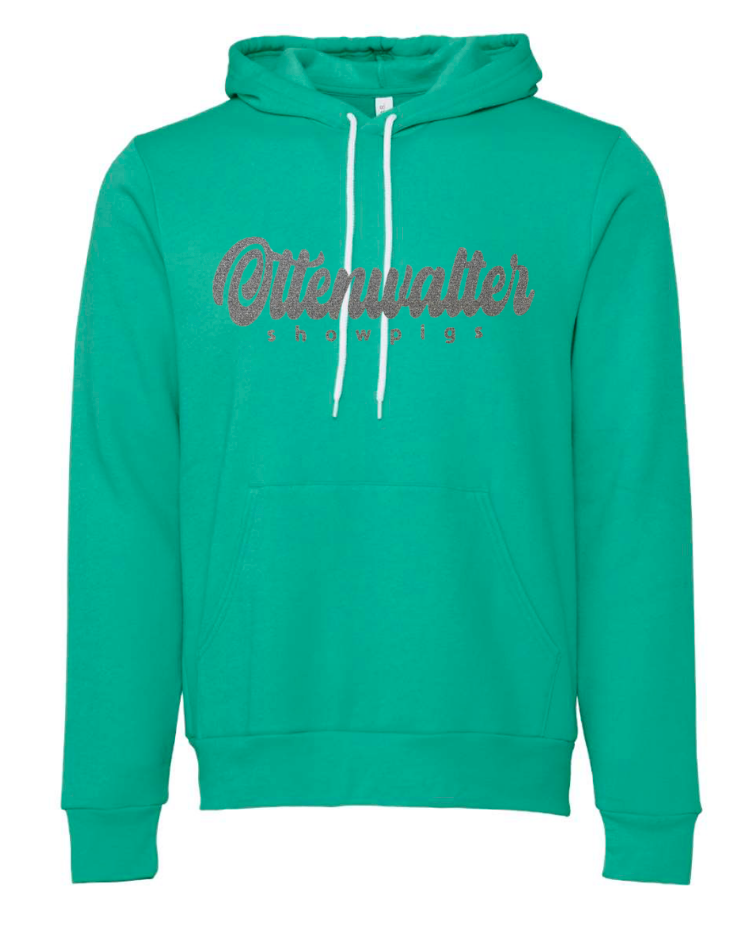Adult Hooded Pullover Sweatshirt Glitter Cursive Logo