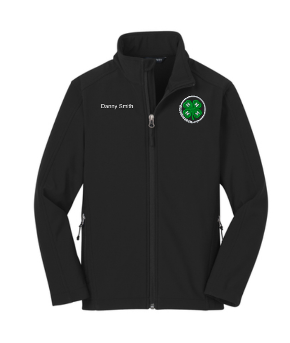 Youth Blossom Trail 4-H Personalized BLACK 4-H Port Authority Soft Shell Jacket