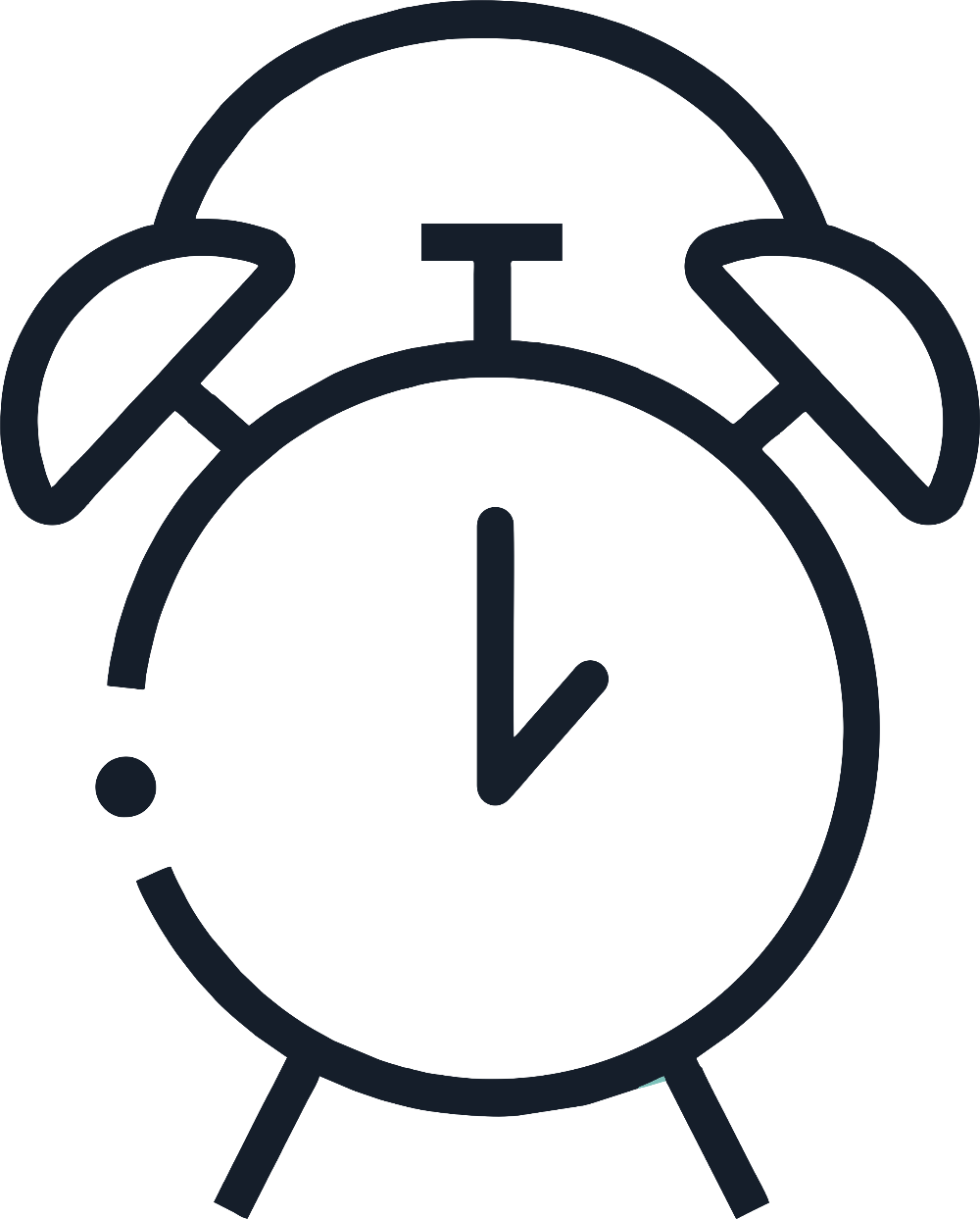 Black alarm clock icon on a white background