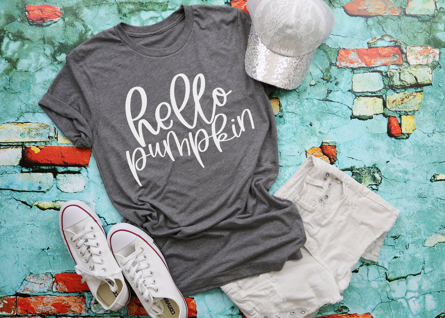 Hello Pumpkin Short Sleeve Tee Adult Sizes