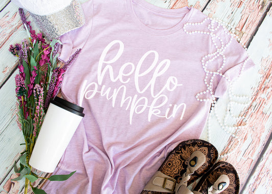 Hello Pumpkin Short Sleeve Tee Adult Sizes