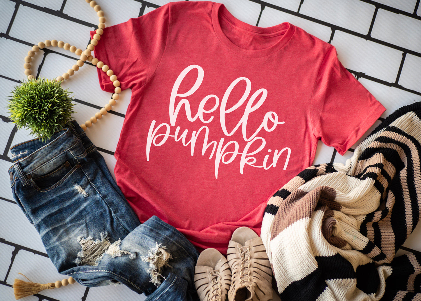 Hello Pumpkin Short Sleeve Tee Adult Sizes