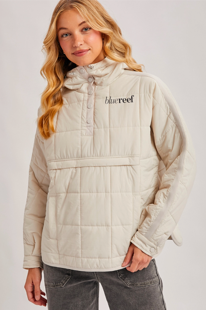 Blue Reef Quilted Puffer Hooded Pullover Jacket