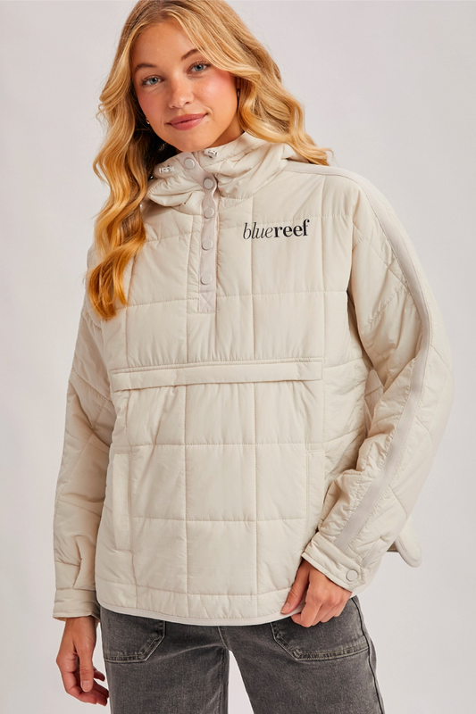 Blue Reef Quilted Puffer Hooded Pullover Jacket