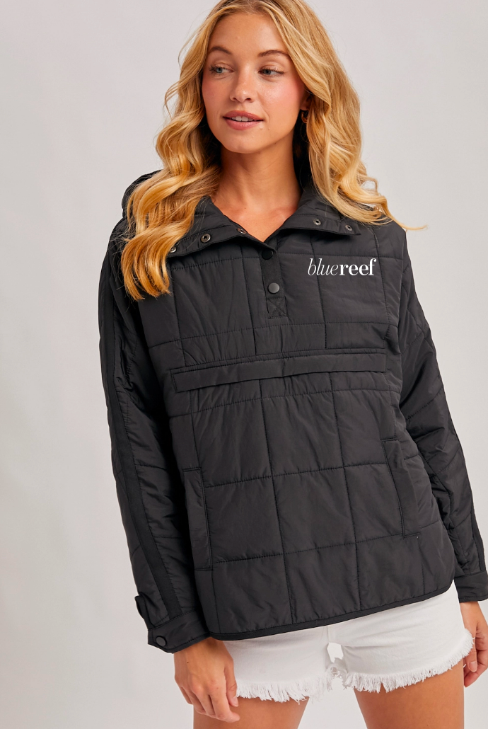 Blue Reef Quilted Puffer Hooded Pullover Jacket