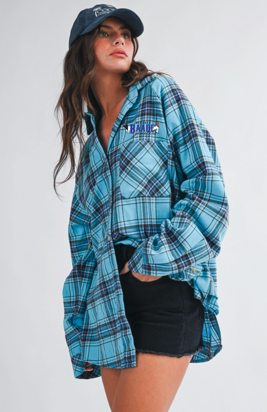 Baade Women's Oversized Plaid Button Down Shirt