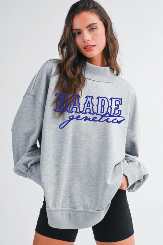 Baade Women's  Oversized Mock Neck Washed Sweatshirt