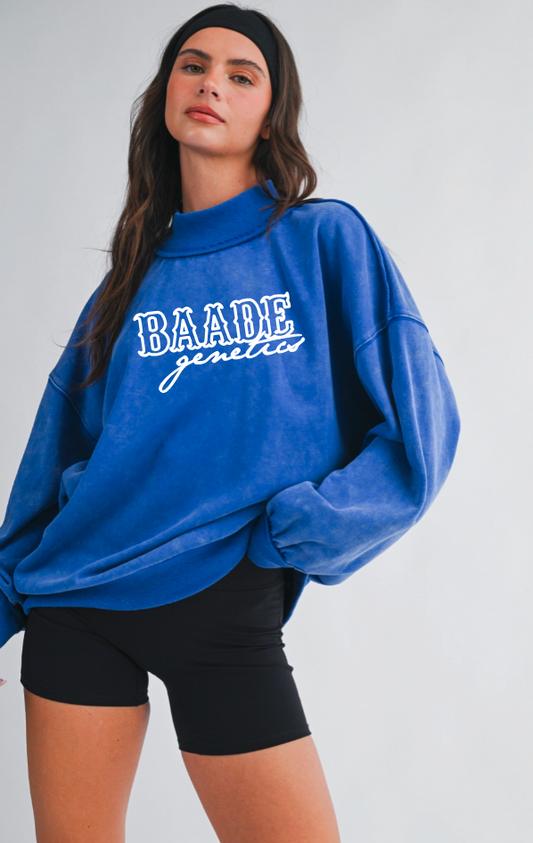 Baade Women's  Oversized Mock Neck Washed Sweatshirt